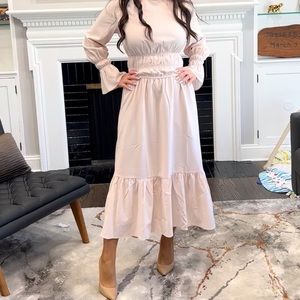 Blush Elastic Waist Midi Dress